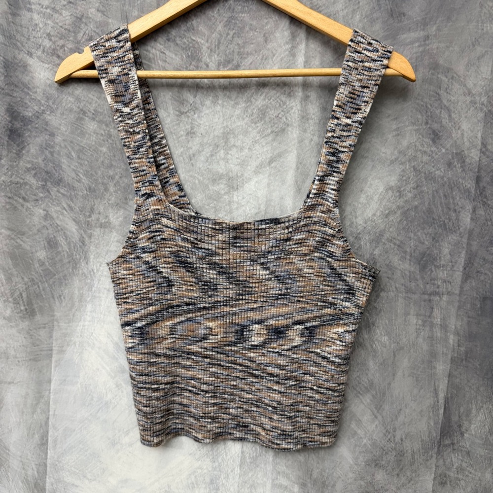 Abercrombie & Fitch Women XL Space Dye Ribbed Knit Crop Sweater Tank Top Multi